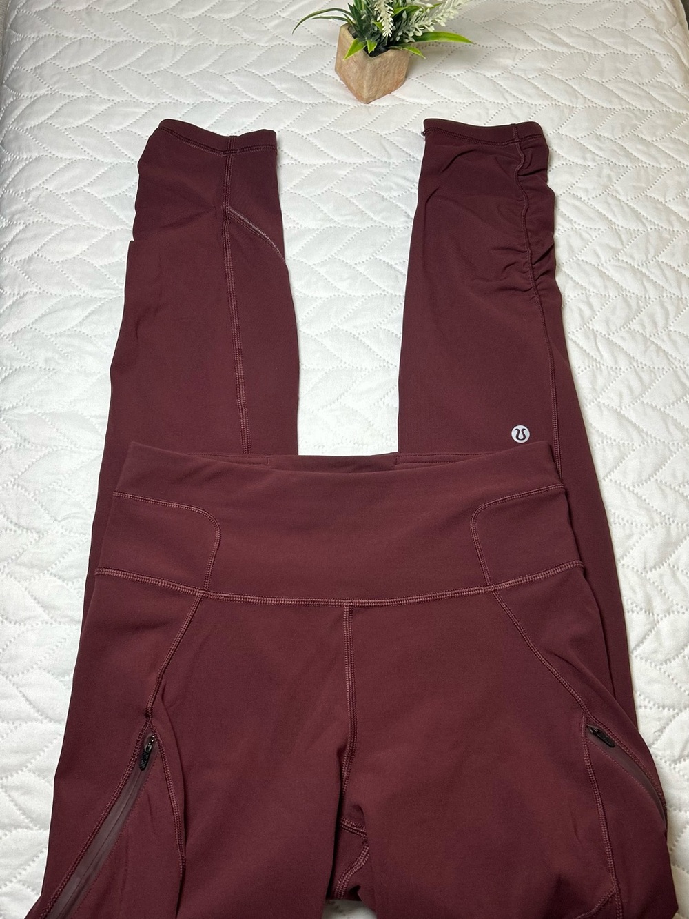 Lululemon Ankle Leggings Burgundy Size 4 Women's Athletic Fit Pockets